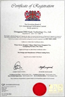 DSH Seals, ISO 9000 Certificate